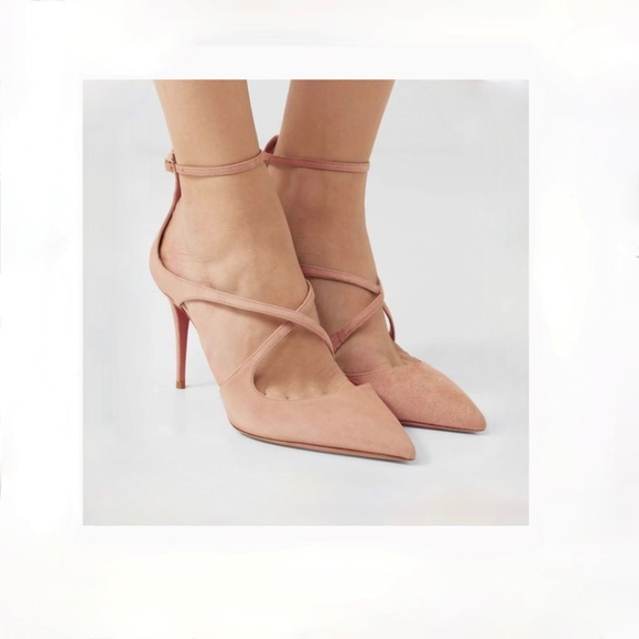Aquazzura Pink Nude Suede Stiletto Pumps US8.5 - Picture 3 of 15